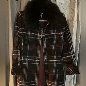White House Black Market Plaid Coat